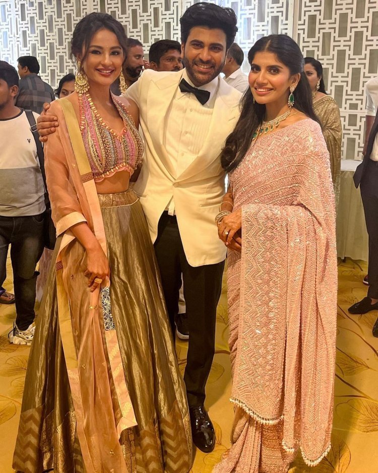 Actress Seerat Kapoor Reunites with Co-Star Sharwanand at Wedding Reception