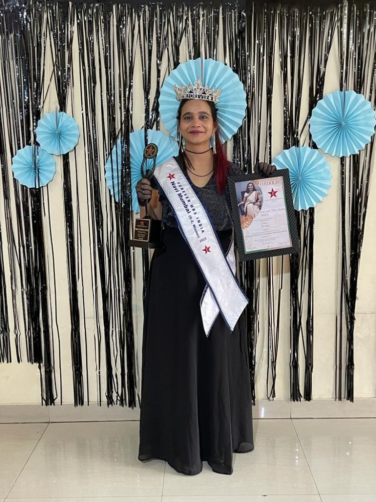 Aruna as Newly Crowned Mrs Navi Mumbai 2023 organised by Forever Star India